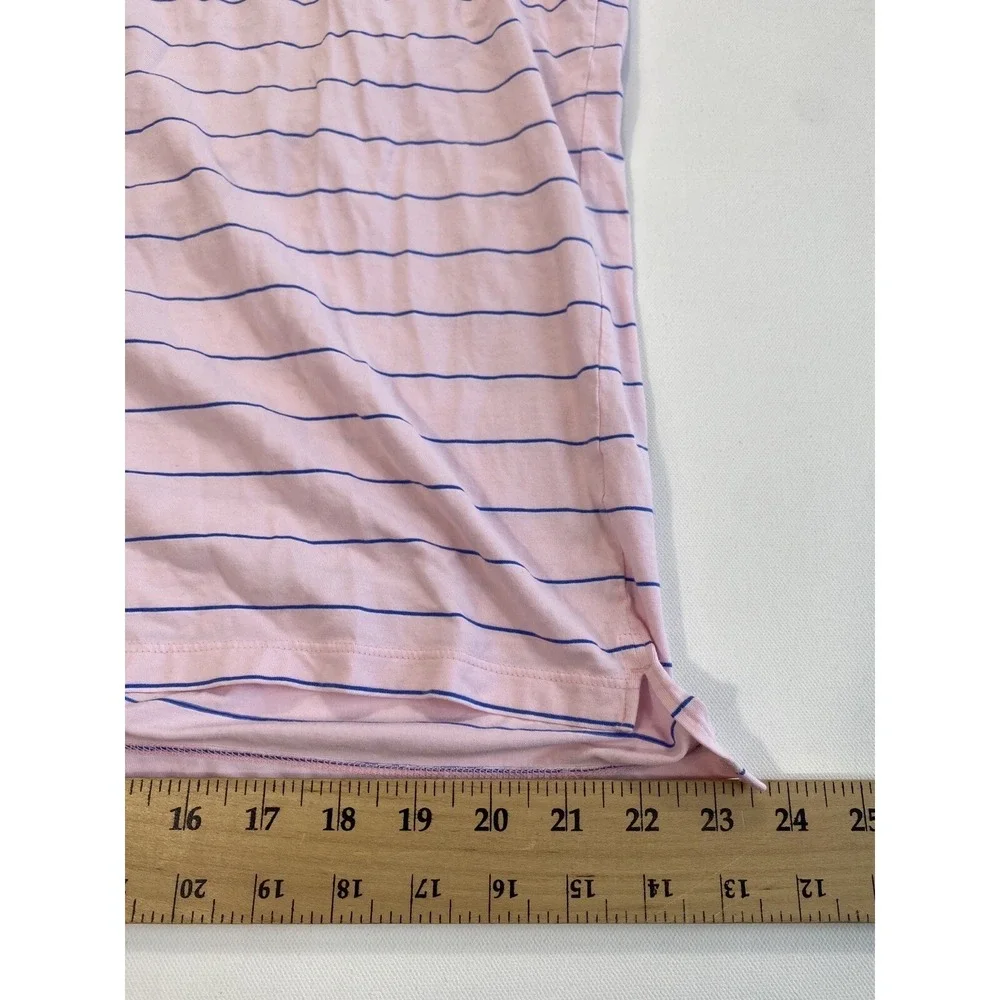 B Draddy Sport Polo Shirt Mens XL Pink Striped Golf Performance Pima Cotton